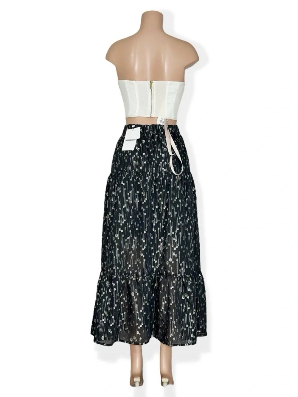 SABINA MUSAYEV Portia Maxi Skirt, Silver Black, Small